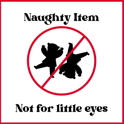 Warning label with silhouettes of two people in a compromising position, surrounded by a red circle and line, on a white background.