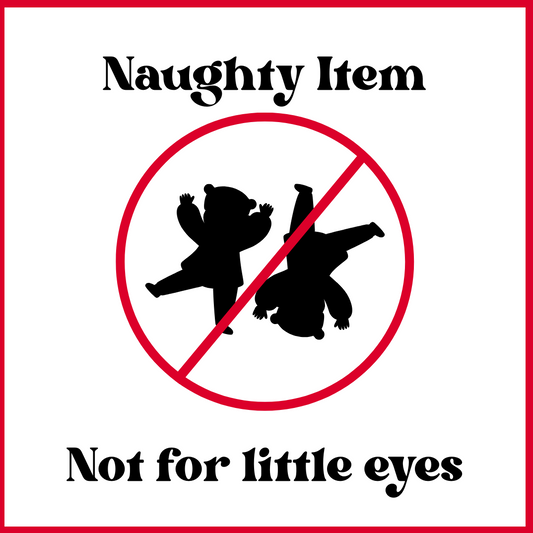 Warning label with silhouettes of two people in a compromising position, surrounded by a red circle and line, on a white background.