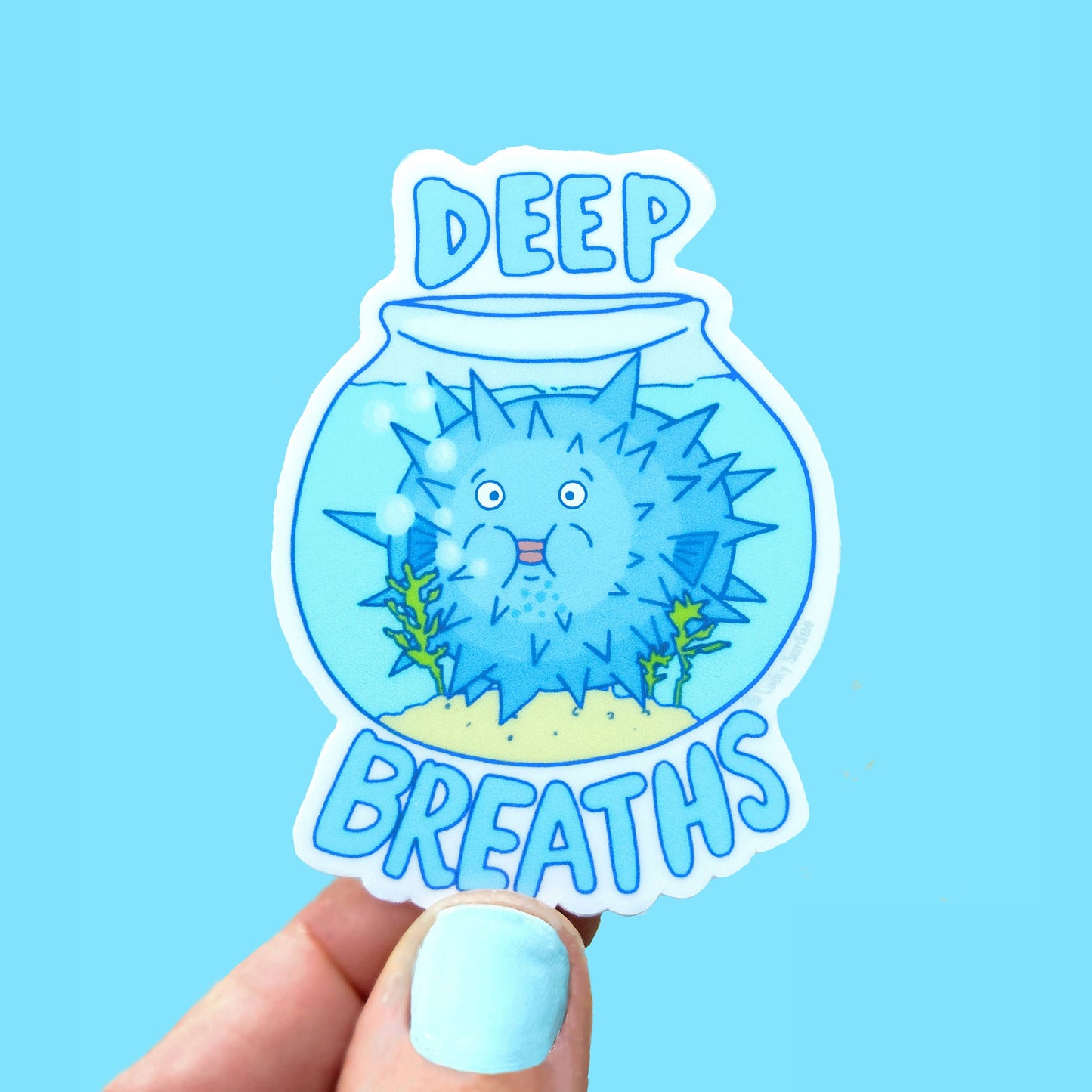 Pufferfish Deep Breaths Vinyl Sticker