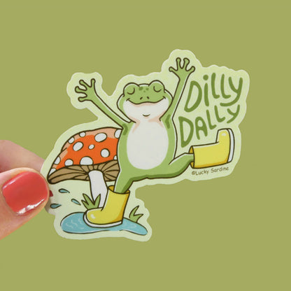 Frog & Mushroom Dilly Dally Rainboots Vinyl Sticker