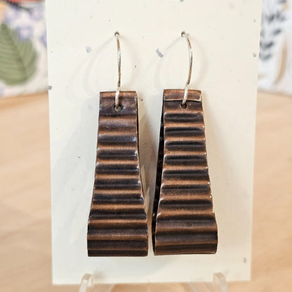 Earrings | Crinkle Formed Patina Copper Loop|142
