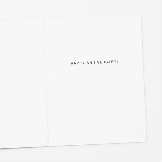 White card with 'Happy Anniversary!' text on a white background
