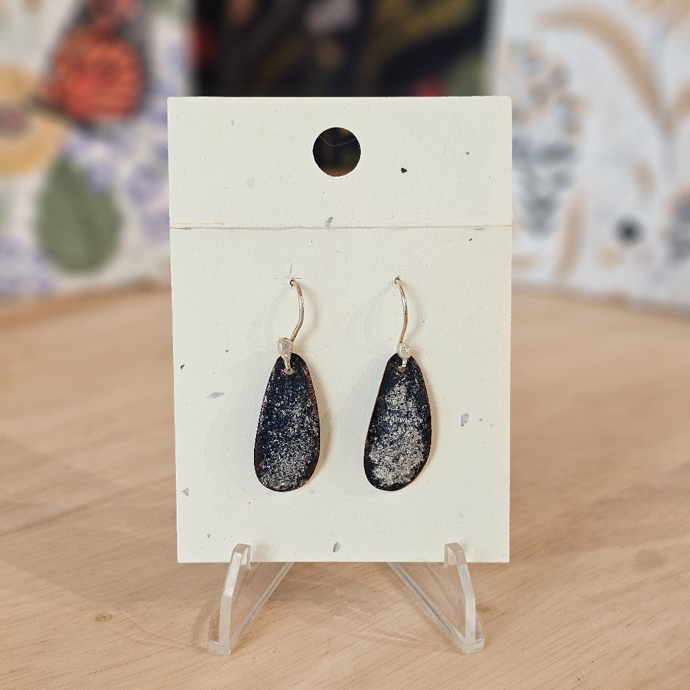 Earrings | Navy Blue Enameled Copper & Glass Frit|131, the local bevy, handmade earrings