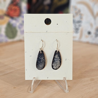 Earrings | Navy Blue Enameled Copper & Glass Frit|131, the local bevy, handmade earrings