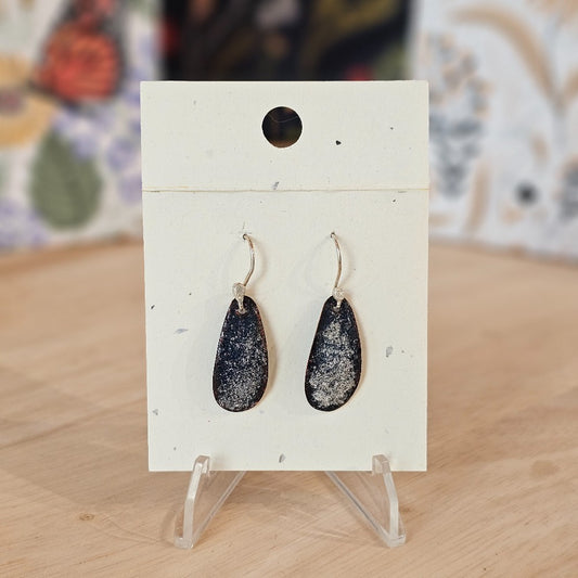Earrings | Navy Blue Enameled Copper & Glass Frit|131, the local bevy, handmade earrings