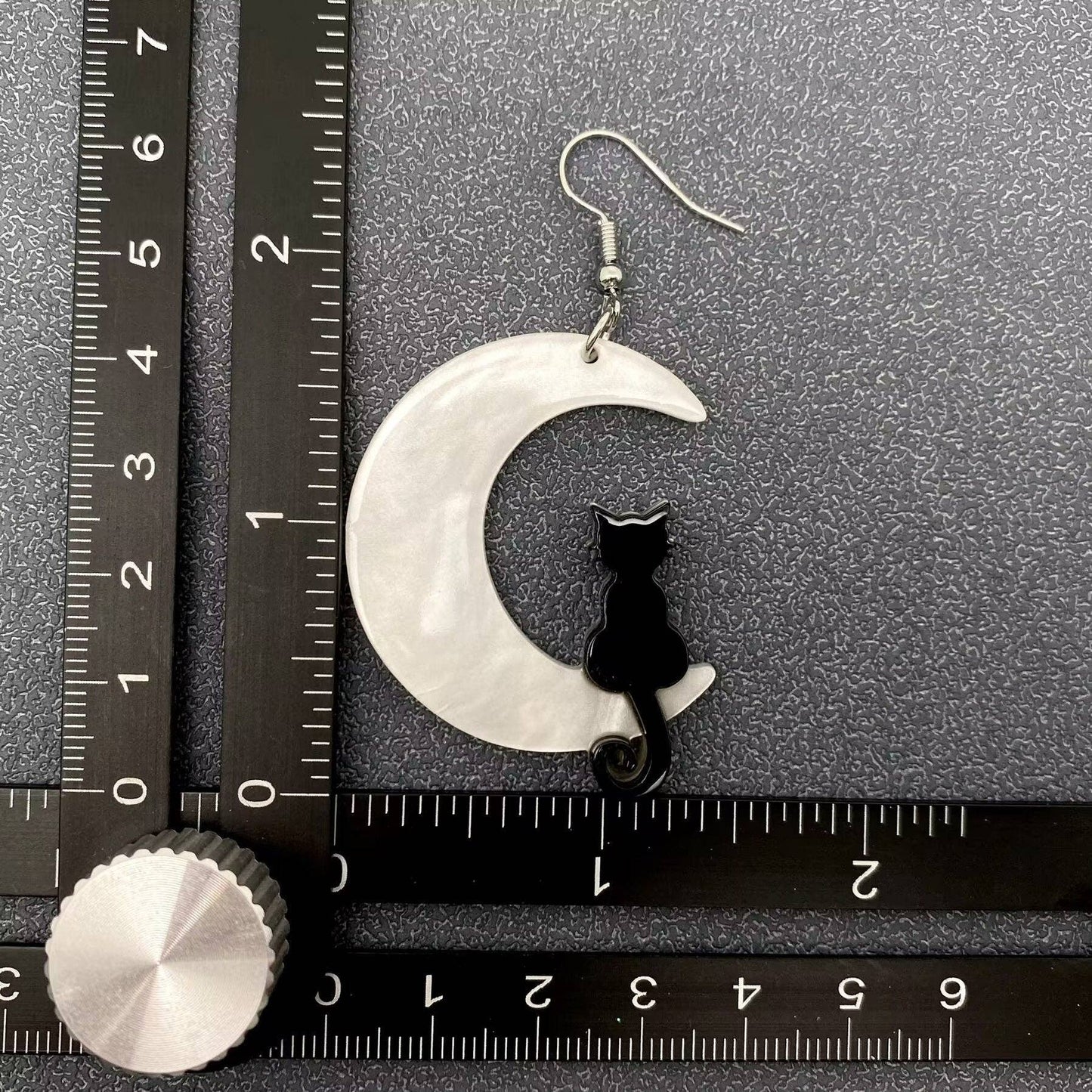 Black Cat + Crescent Moon Earrings