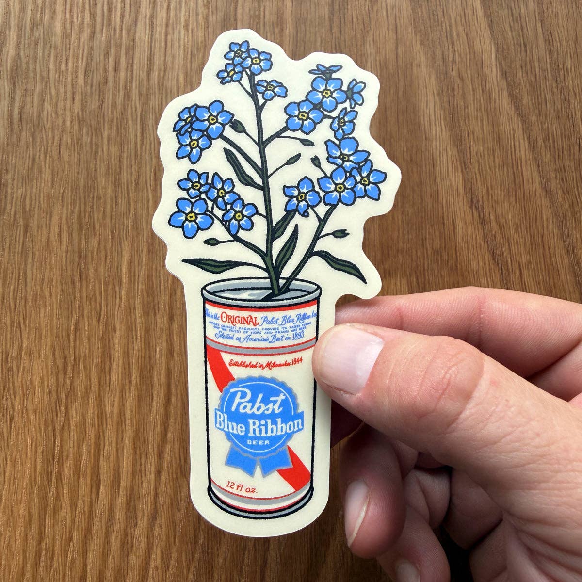 Forget Me Not PBR Can Sticker