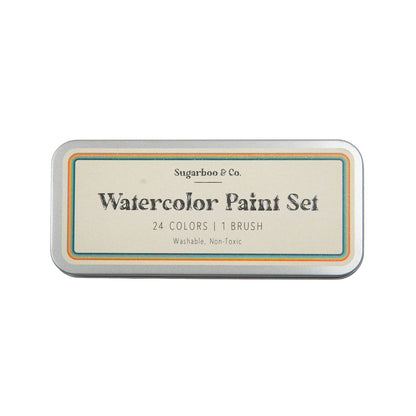 Watercolor Tin Paint Set | 24 Colors | 1 Brush