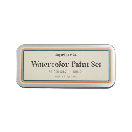 Watercolor Tin Paint Set | 24 Colors | 1 Brush