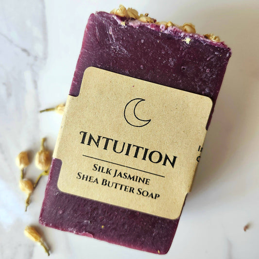 Bar of Intuition Silk Jasmine Shea Butter Soap on a white background