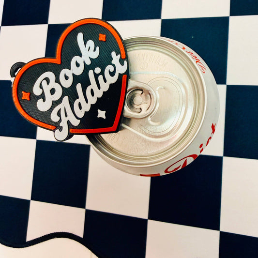 "Book Addict" Bag Charm + Soda Can Opener
