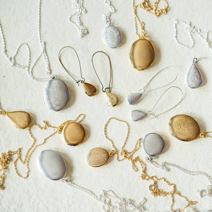 Floral Tear Drop Locket Earrings