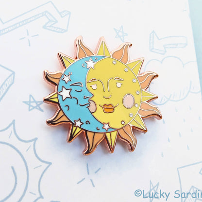 Celestial Sun & Moon Retro Enamel Pin