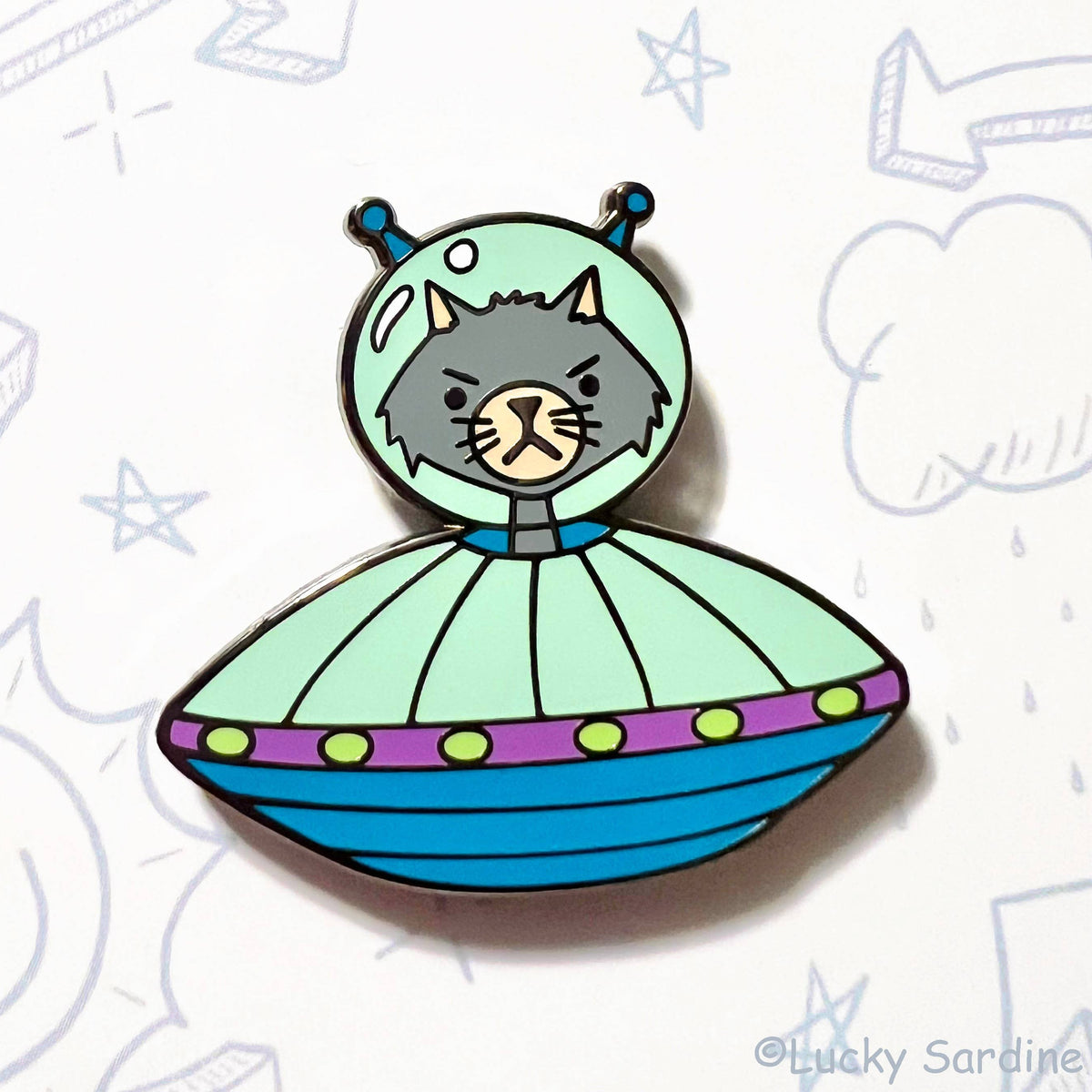 Cat In A Spaceship Enamel Pin