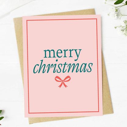 Pink Merry Christmas w/ Bow Card