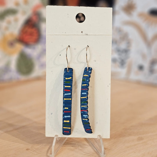 Earrings | Blue Textured and Enameled Copper|129