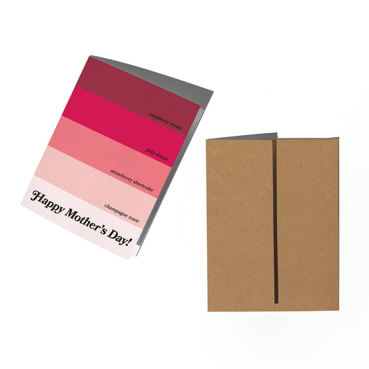 Colorful card with 'Happy Mother's Day!' text and a brown envelope on a white background