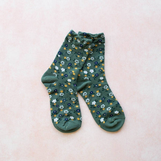 Green Garden Flower Socks