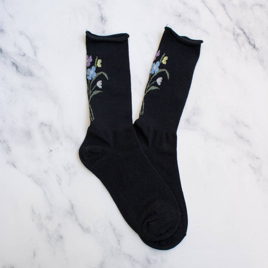 Black Flower Bouquet Socks