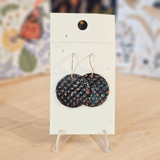 Earrings | Round Woven Copper with Patina|144