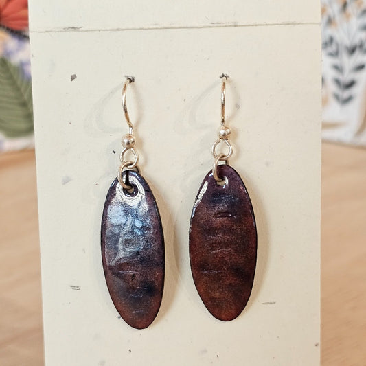 Earrings | Burgundy Enameled Copper|139, Mountain Willow Studio, the Local Bevy