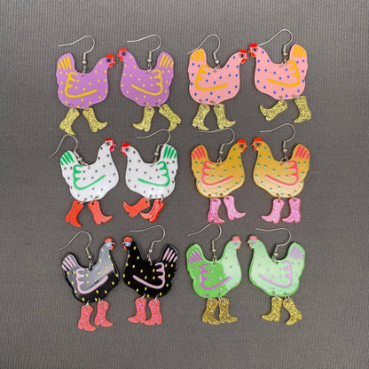 Black Cowgirl Chickn Earrings