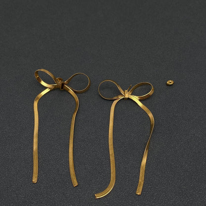 Flat Chain Bow Earrings